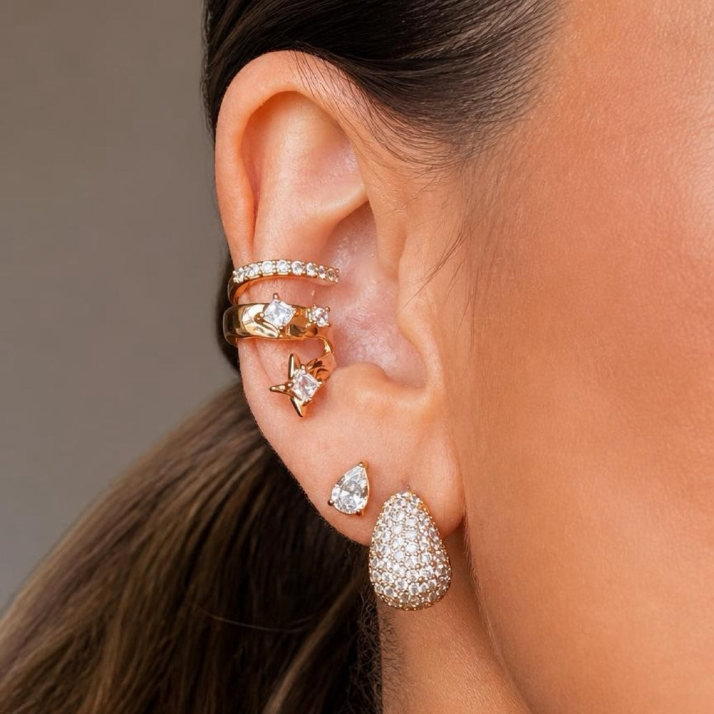 Earcuff Flash dorée à l’or fin ornée d’oxydes de zirconium