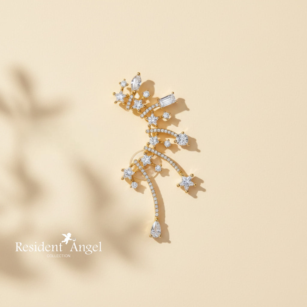 Ear Cuff STARLIGHT- Star Kiss - Plaqué Or & Zirconium