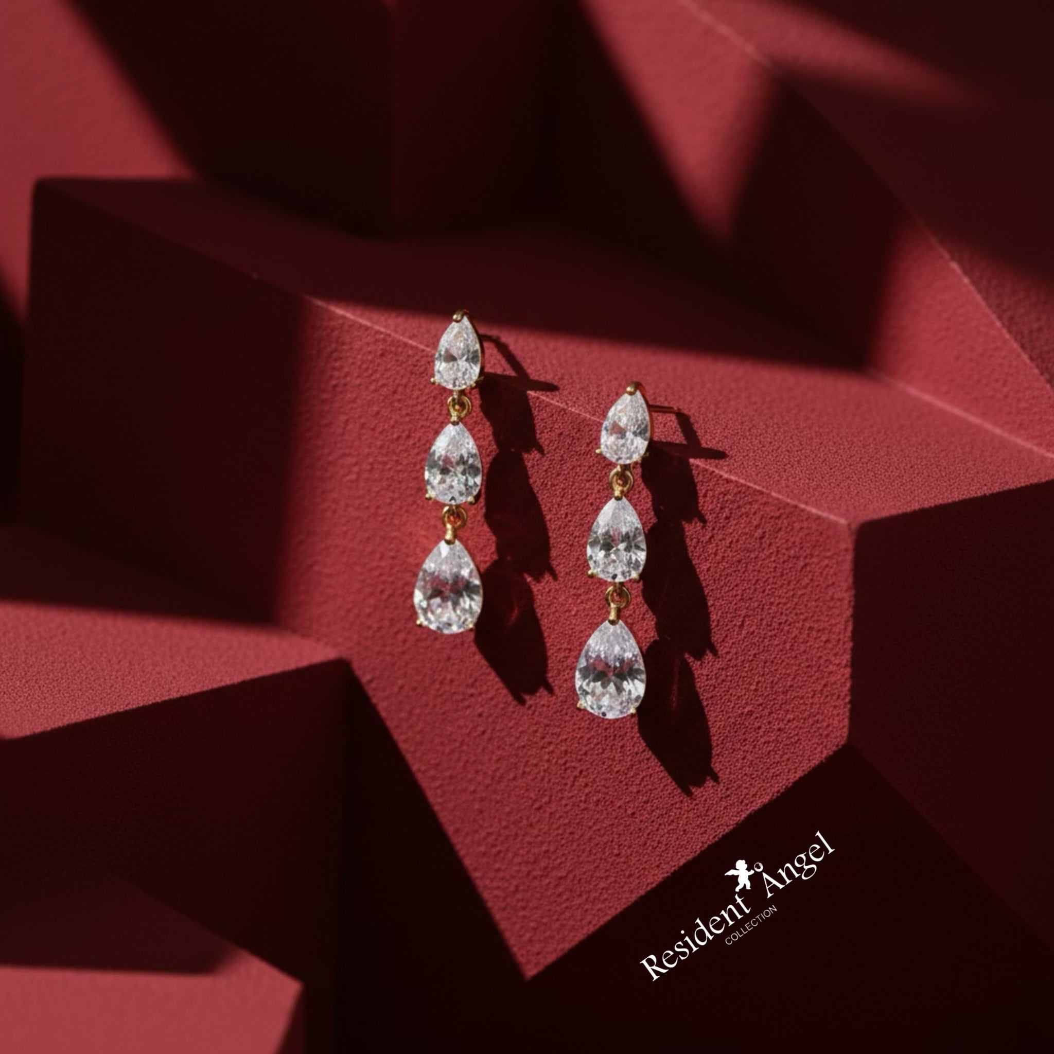 Boucles d'oreilles DROP - CASCADE - Plaqué Or